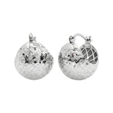 Sterling Silver Rhodium Plated Dome Latch Lock Earrings