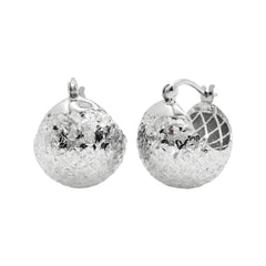 Sterling Silver Rhodium Plated Dome Latch Lock Earrings