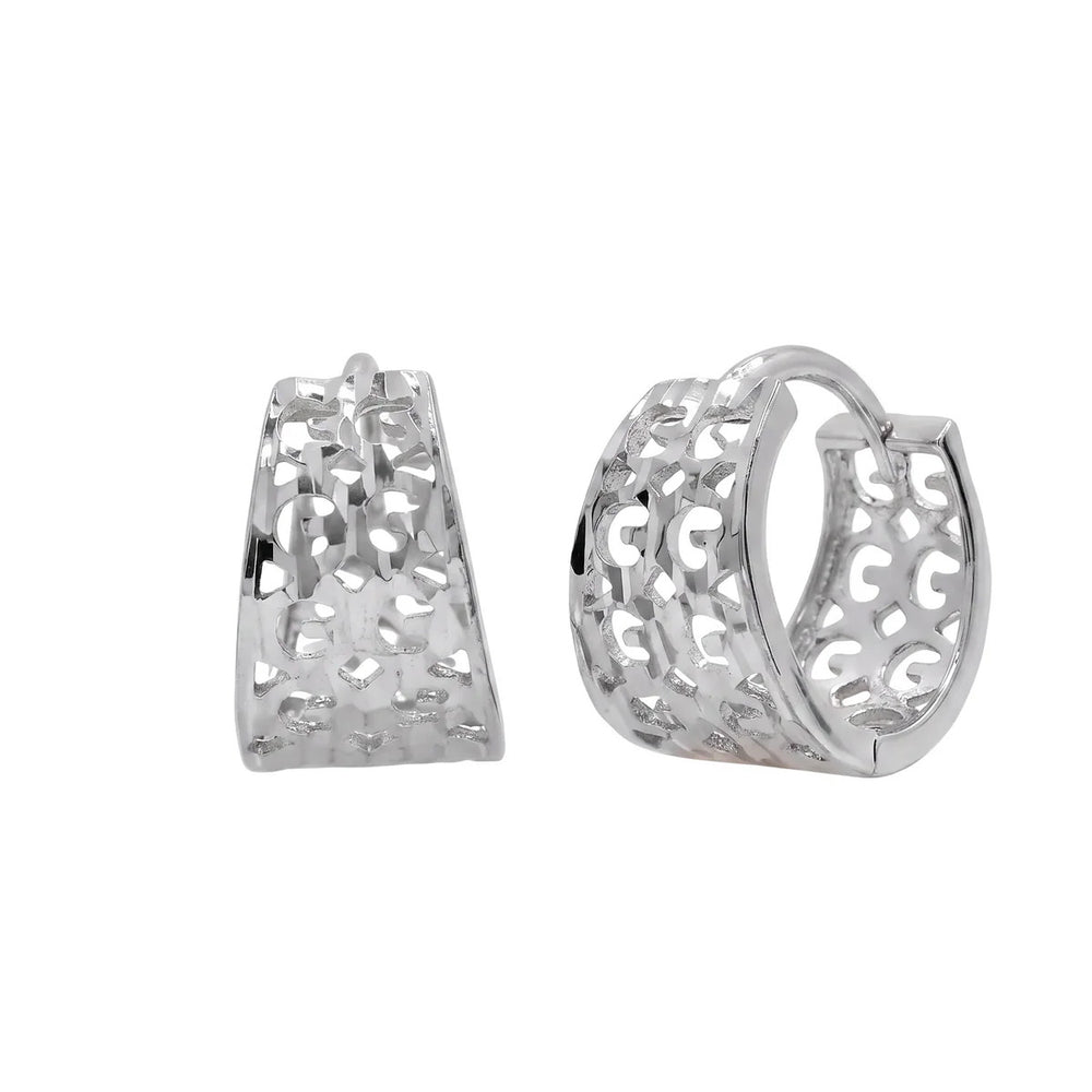 Sterling Silver Rhodium Plated Polished Tube Huggie Hoop Earrings