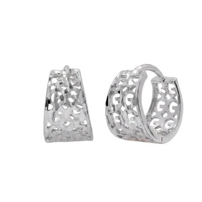 Sterling Silver Rhodium Plated Polished Tube Huggie Hoop Earrings