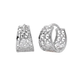 Sterling Silver Rhodium Plated Polished Tube Huggie Hoop Earrings