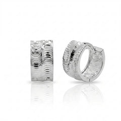 Sterling Silver Rhodium Plated Polished Curved Tube Hoop Earrings