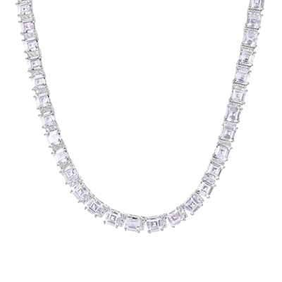 Sterling Silver Rhodium Plated Multi Shape CZ Dangle Bridal Pendant Necklace