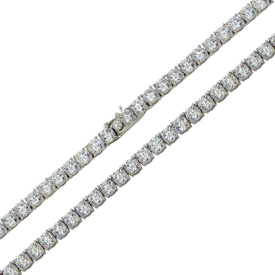 Sterling Silver Rhodium Plated Round 4MM CZ Tennis Necklace