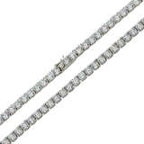 Sterling Silver Rhodium Plated Round 4MM CZ Tennis Necklace