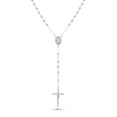 Sterling Silver Rhodium Plated DC Rosary Necklace