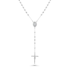 Sterling Silver Rhodium Plated DC Rosary Necklace