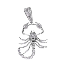 Load image into Gallery viewer, Sterling Silver Rhodium Plated Scorpion Clear CZ Large Pendant