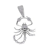 Sterling Silver Rhodium Plated Scorpion Clear CZ Large Pendant