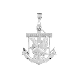 Sterling Silver Diamond Cut Eagle Anchor Pendant