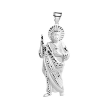 Load image into Gallery viewer, Sterling Silver Rhodium Plated Diamond Cut Jesus Christ Pendant
