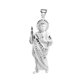 Sterling Silver Rhodium Plated Diamond Cut Jesus Christ Pendant