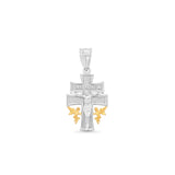 Sterling Silver Gold And Rhodium Plated Small Caravaca Pendant