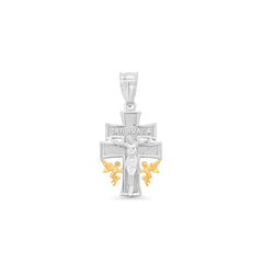 Sterling Silver Gold And Rhodium Plated Small Caravaca Pendant