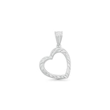 Load image into Gallery viewer, Sterling Silver Rhodium Plated Textured Heart Outline Pendant