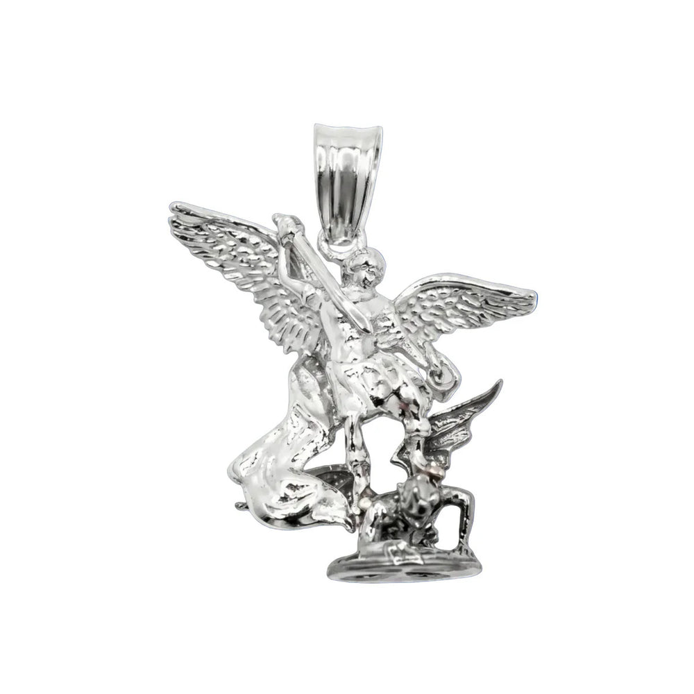 Sterling Silver Two Tone Plated Large Archangel Saint Michael Pendant