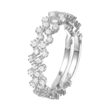 Sterling Silver Rhodium Plated Zig-Zag Stackable CZ Ring