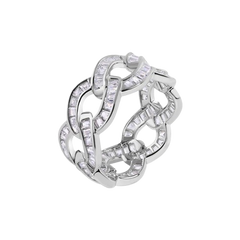 Sterling Silver Rhodium Plated Baguette Clear CZ Ring