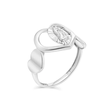 Load image into Gallery viewer, Sterling Silver Rhodium Plated Three Hearts Our Lady Of Guadalupe Ring
