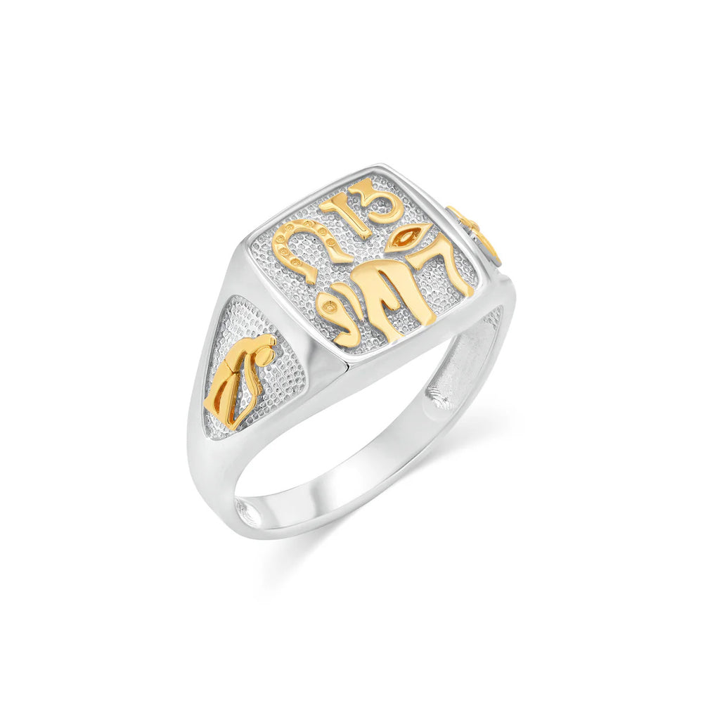 Sterling Silver Two Tone Plated Lucky Charm Men's Ring