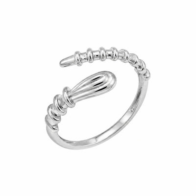 Sterling Silver Rhodium Plated Textured Open Ended Ring