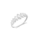 Sterling Silver Rhodium Plated Ribbed Croissant Ring