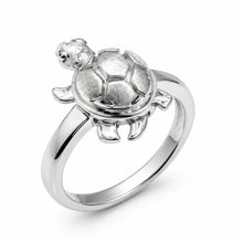 Load image into Gallery viewer, Sterling Silver Rhodium Plated Good Luck Turtle Ring