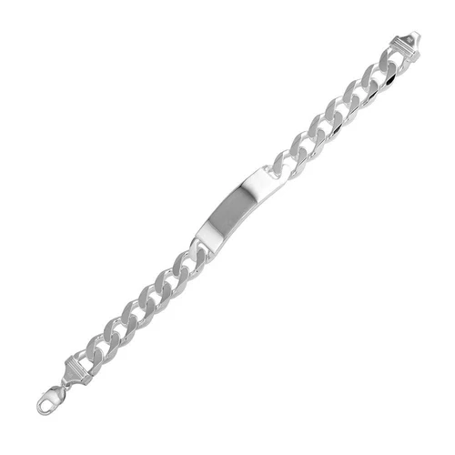 Sterling Silver Engravable ID Super Flat Curb 300 Bracelet