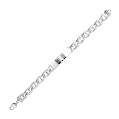 Sterling Silver High Polished Engravable ID Flat Marina 250 Bracelet
