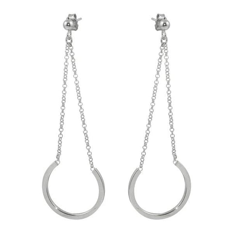 Sterling Silver Rhodium Plated Dangling Horse Shoe Earrings