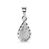 Sterling Silver High Polished DC Saint Jude Teardrop Pendant
