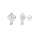 Sterling Silver Rhodium Plated Clear CZ Mushroom Charm Adjustable Necklace