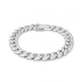 Sterling Silver Rhodium Plated Lab Grown Diamond Miami Cuban Bracelet