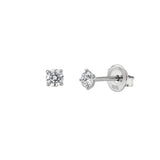 Sterling Silver Rhodium Plated Round Lab Grown Diamonds Martini Setting Push Back Earring