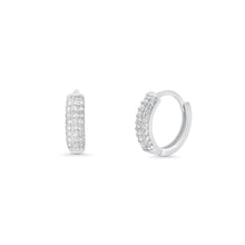 Load image into Gallery viewer, Sterling Silver Rhodium Plated Lab Grown Diamond Huggie Hoops Earrings
