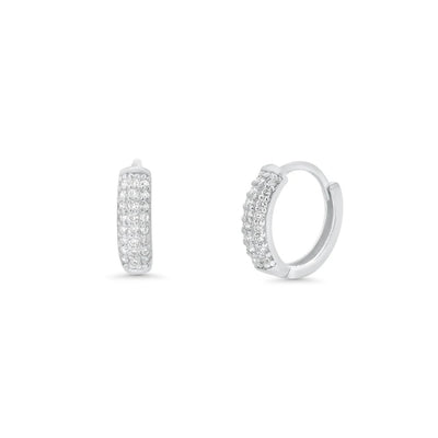 Sterling Silver Rhodium Plated Lab Grown Diamond Huggie Hoops Earrings