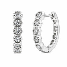 Load image into Gallery viewer, Sterling Silver Rhodium Plated Lab Grown Diamond Hoop Earrings