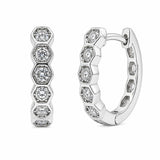 Sterling Silver Rhodium Plated Lab Grown Diamond Hoop Earrings