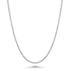 Sterling Silver Rhodium Plated 2mm Round Lab Grown Diamond Tennis Necklace
