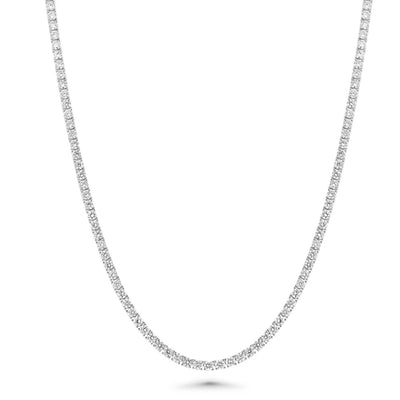 Sterling Silver Rhodium Plated Round Lab Grown Diamond Tennis Necklace