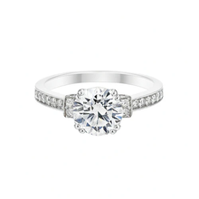 Load image into Gallery viewer, Sterling Silver Rhodium Plated Round Lab Grown Diamond Pave Side Stones Engagement Ring