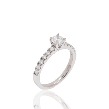 Load image into Gallery viewer, Sterling Silver Rhodium Plated Round Lab Grown Diamond Pave Side Stones On Solitaire Engagement Ring