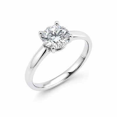 Sterling Silver Rhodium Plated Round Lab Grown Diamond 2.8mm Solitaire Engagement Ring