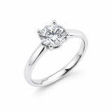 Sterling Silver Rhodium Plated Round Lab Grown Diamond 2.8mm Solitaire Engagement Ring