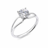 Sterling Silver Rhodium Plated Round Lab Grown Diamond Bypass Engagement Ring