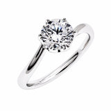Sterling Silver Rhodium Plated Round Lab Grown Diamond Twist Engagement Ring