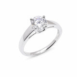 Sterling Silver Rhodium Plated Round Lab Grown Diamond 3.2mm Solitaire Engagement Ring