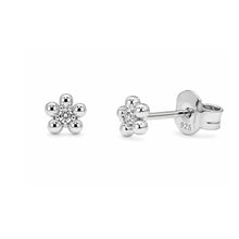 Load image into Gallery viewer, Sterling Silver Rhodium Plated Lab Grown Diamonds Daisy Stud Earring