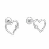 Sterling Silver Rhodium Plated Lab Grown Diamonds Open Heart Earrings