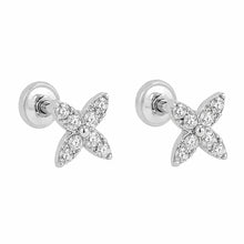 Load image into Gallery viewer, Sterling Silver Rhodium Plated Lab Grown Diamonds Butterfly Stud Earrings